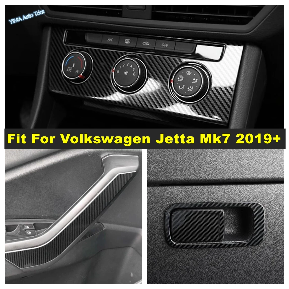 

Carbon Fiber Air Conditioning Panel / Inner Door Armrest / Glove Storage Box Accessories For Volkswagen Jetta Mk7 2019 - 2022