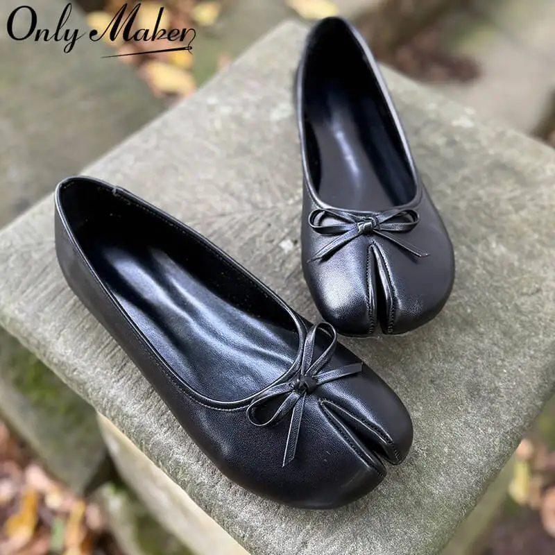 

Onlymake Womene Split Toe Flats Ballet Strap Retro Elegant Big Size Spring Autumn Comfortable Daily Slip On Loafers