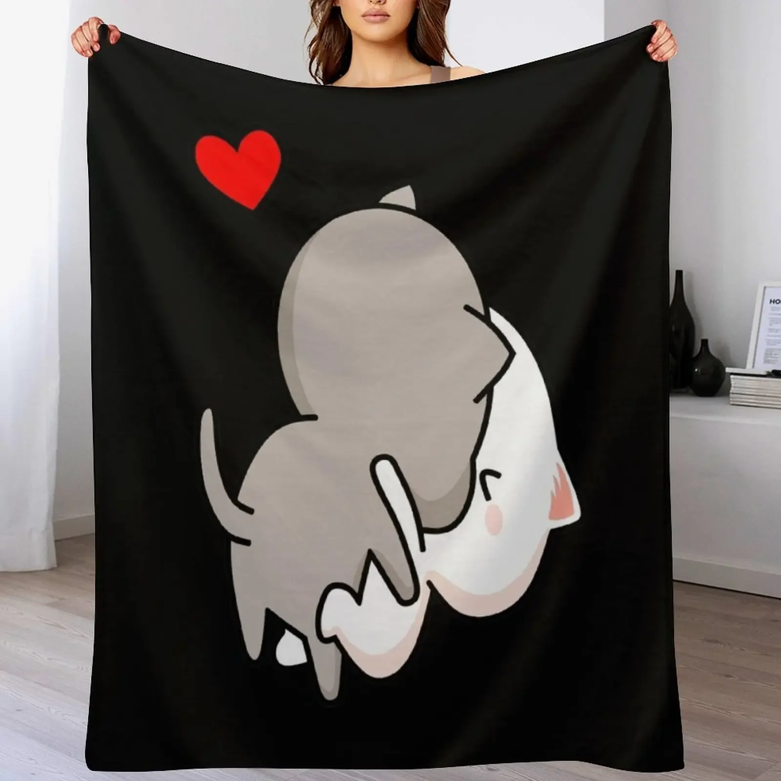 Peach Cat and Goma The Kiss Throw Blanket Color Fast Cozy Throw Blanket
