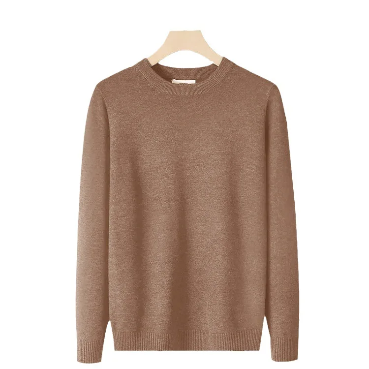 2024 Casual Round Neck Jumper Autumn Winter Men's Warm Skin-friendly Knitwear    Basic Solid Color Sweater A47