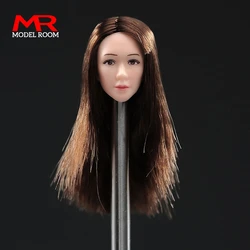 1/12 Scale Asian Female Head Sculpt Hair Transplant Head Carving Model Fit TBL PH 6'' Soldier Pale Action Figure Body Dolls