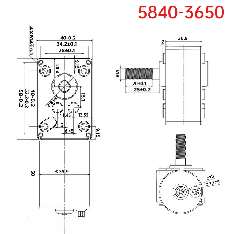 

Бесщеточный редукторный двигатель с червячной передачей 5840-3650, резьбовой стержень M8, микро-двигатель постоянного тока с высоким крутящим моментом и регулировкой скорости