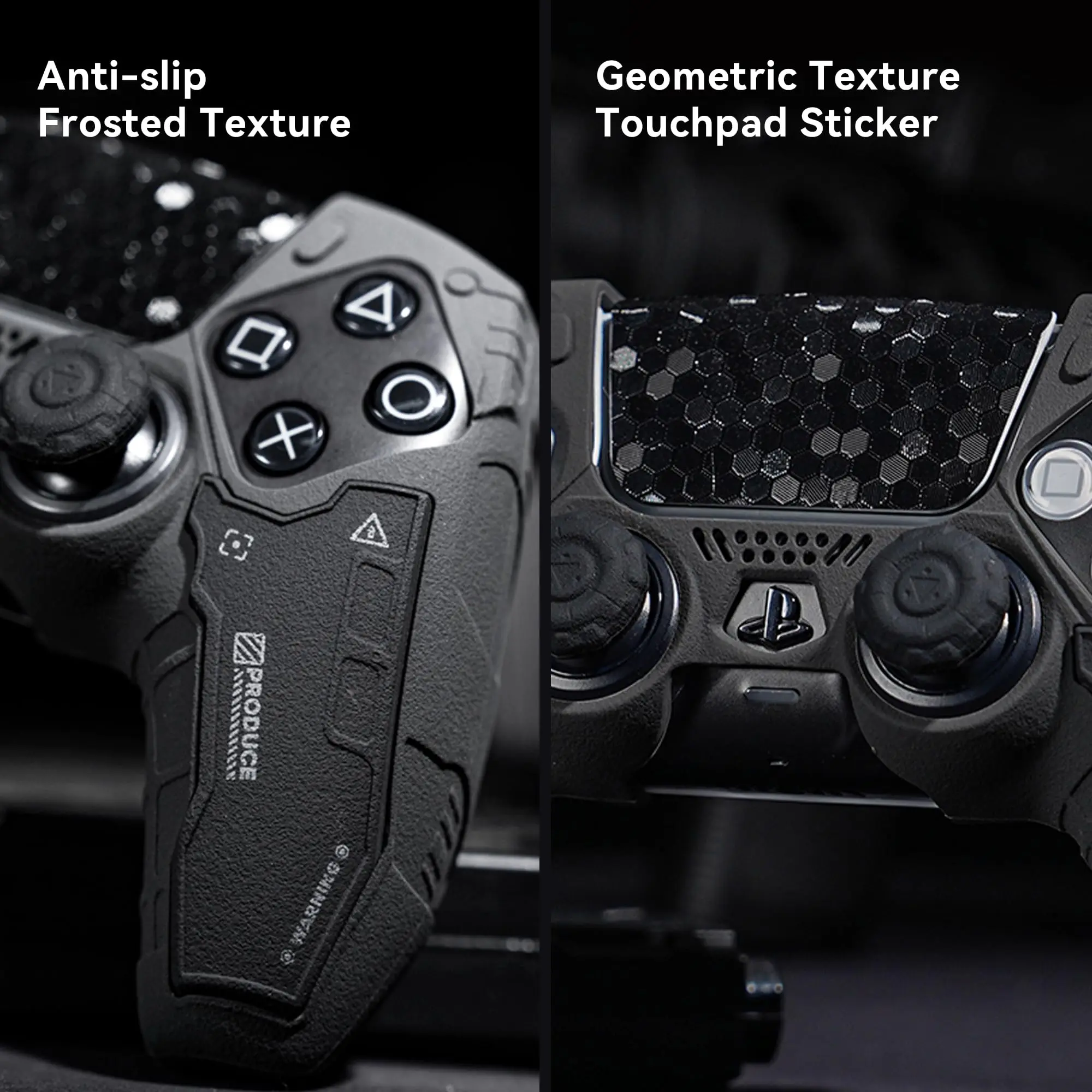 GeekShare Black Controller Skin Set for PS5 Wireless Controller,Protective Cover Skin with 2 Thumb Grip Caps and 2 Stickers