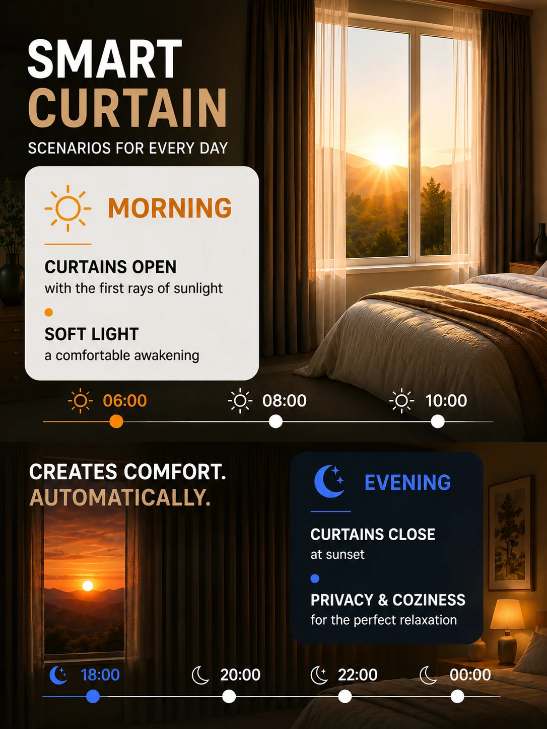 Smart Curtains Automatic Curtain Motor System 3rd G Shorter Tuya Wifi Electric Drive Track eaves Support Alice Google Assist