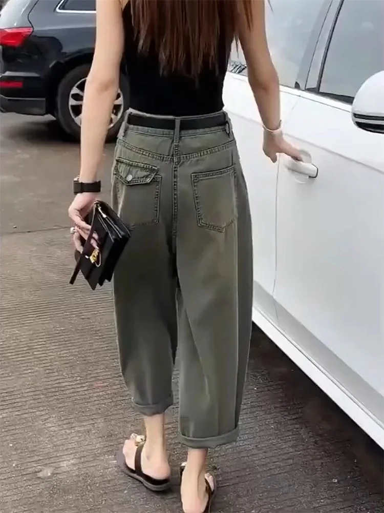 Jeans in denim retrò Harem da donna sottili estivi larghi lusinghiero per jeans a gamba dritta a vita alta con corpo a pera Abbigliamento casual