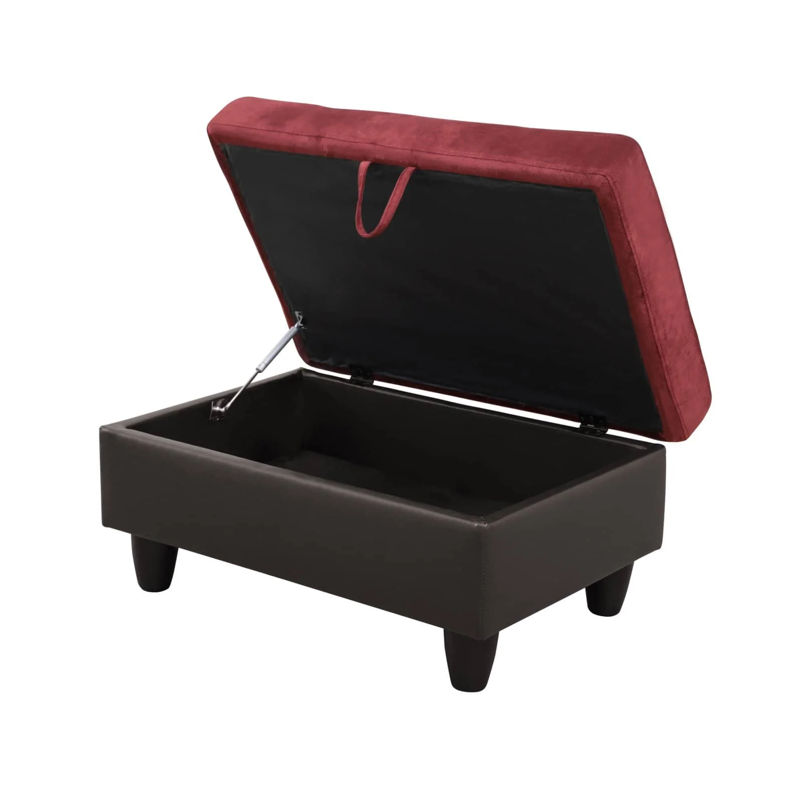 مسند فانيلا أحمر متعدد الوظائف مع مساحة تخزين ومسند للقدمين سهل التنظيف لأثاث غرفة المعيشة متعدد الوظائف