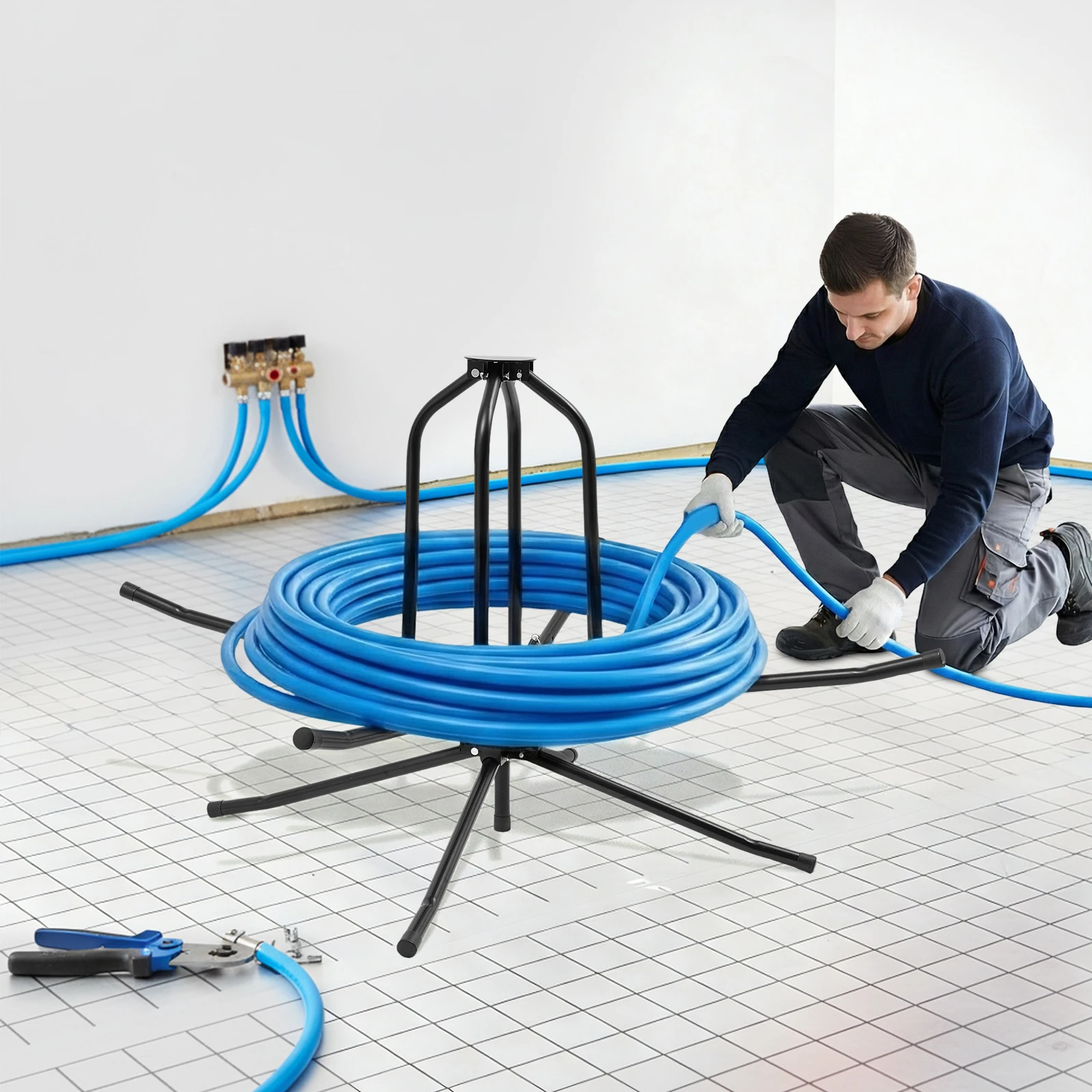 200 kg/440,92 lbs Fußbodenheizung Rohrwickler Rohrspule Decoiler für Baustellen, Fabriken