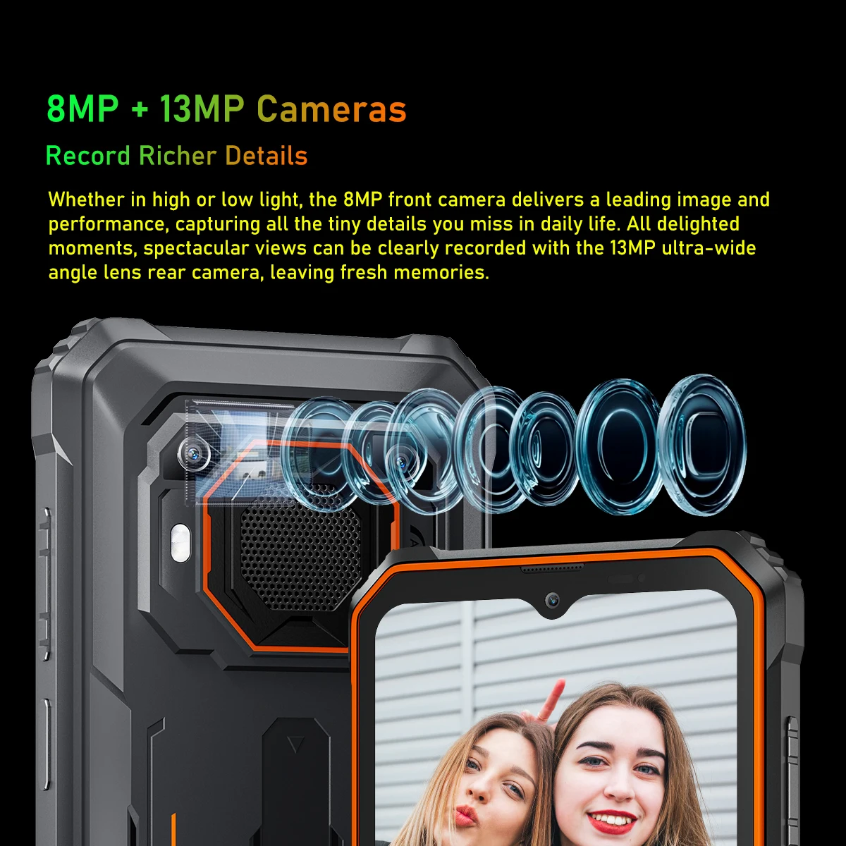 Blackview BV6200 Rugged Phone 6.56 Inches HD+IPS Display 13MP Rear Camera 4G Dual SIM 13000mAh with 18W Fast Charge Face Unlock