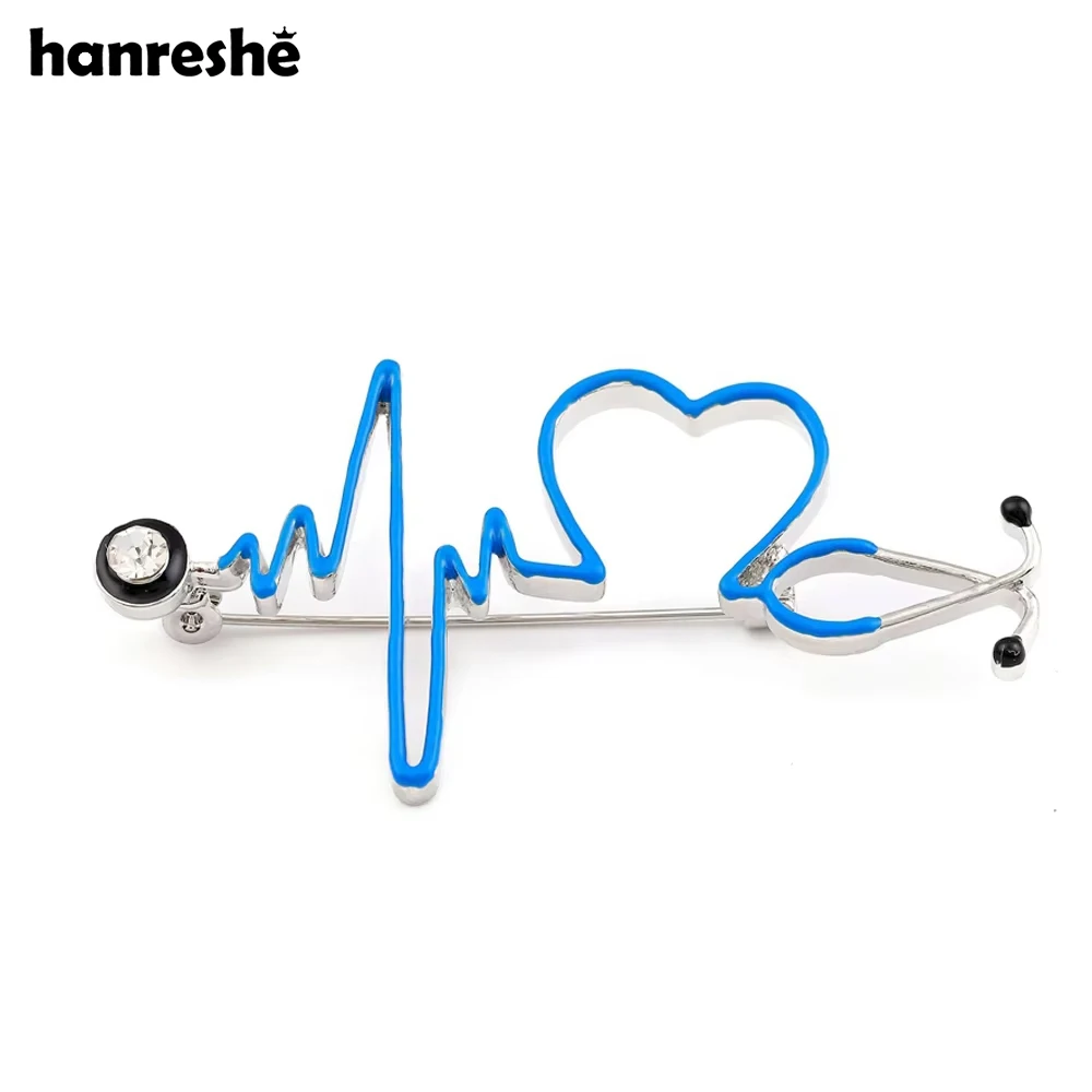 Hanreshe Medicine Stethoscope Heart-shaped Enamel Brooch Pins Medical Lapel Backpack Badge Jewelry Accessories for Doctor Nurse