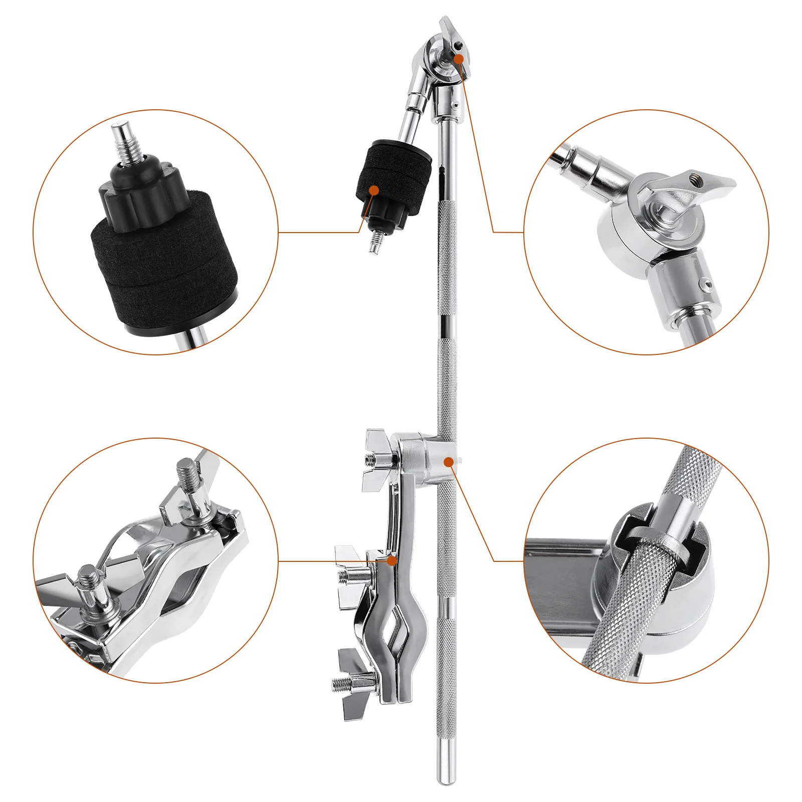 

1Pcs Drum Set Extension Clamp Adjustable Metal Drum Clamp Mount Splash Crash Effects Cymbal Attachment Durable Cymbal Boom Arm