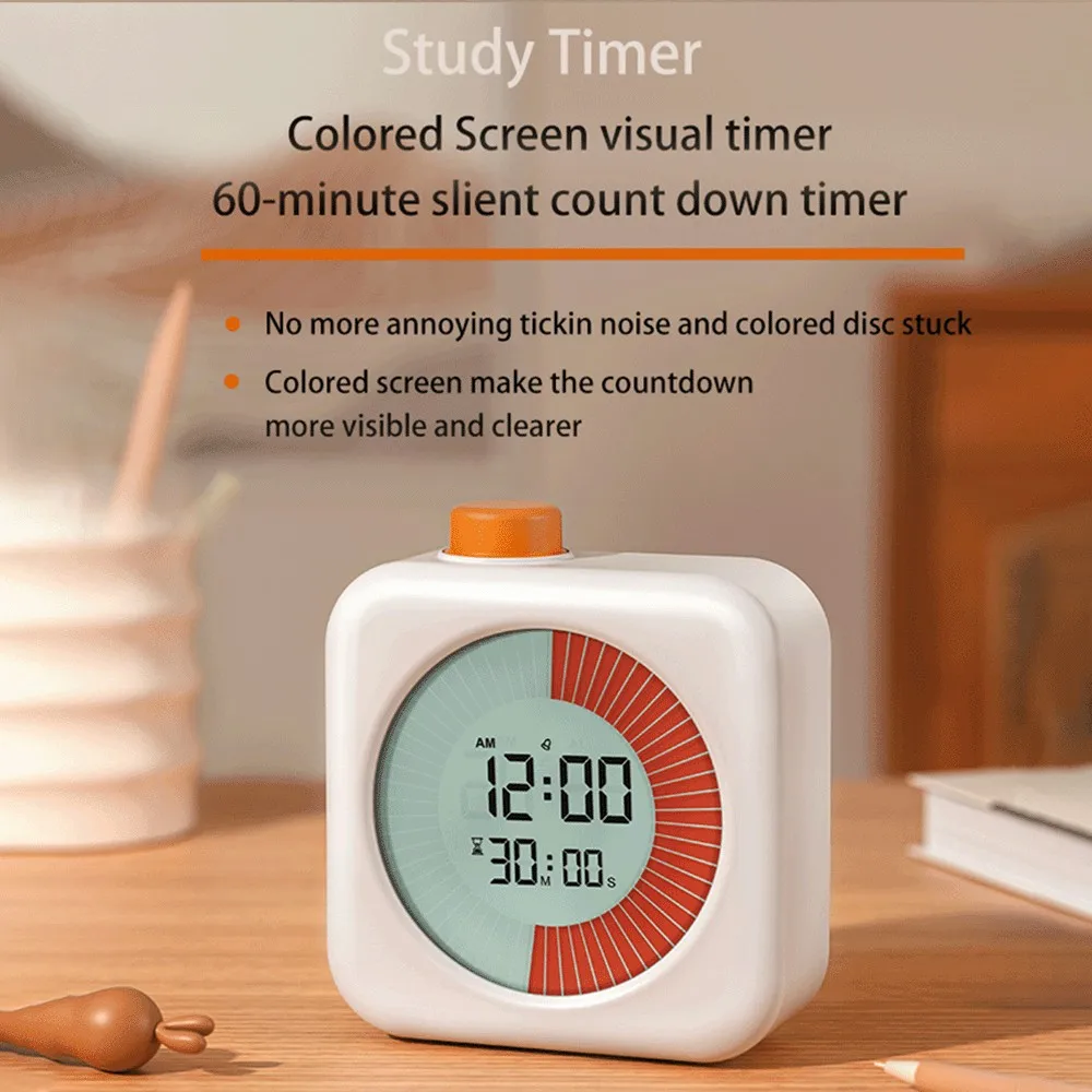 Digital Productivity Timer Visual Count Up/Down Function Alarm Clock Snooze Setting Sound Reminder Kids Time Management Too