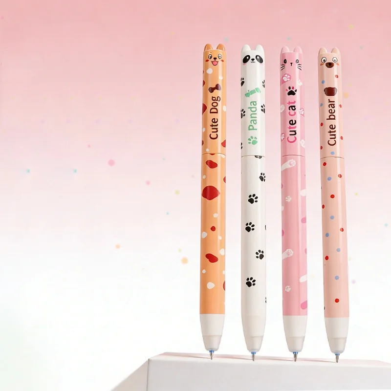 

48PCS/ лот CREATIVE CAT BEAR DOG PANDA ERASABLE GEL PEN KAWAII 0.5 мм ручки с синими чернилами подписи школьные принадлежности