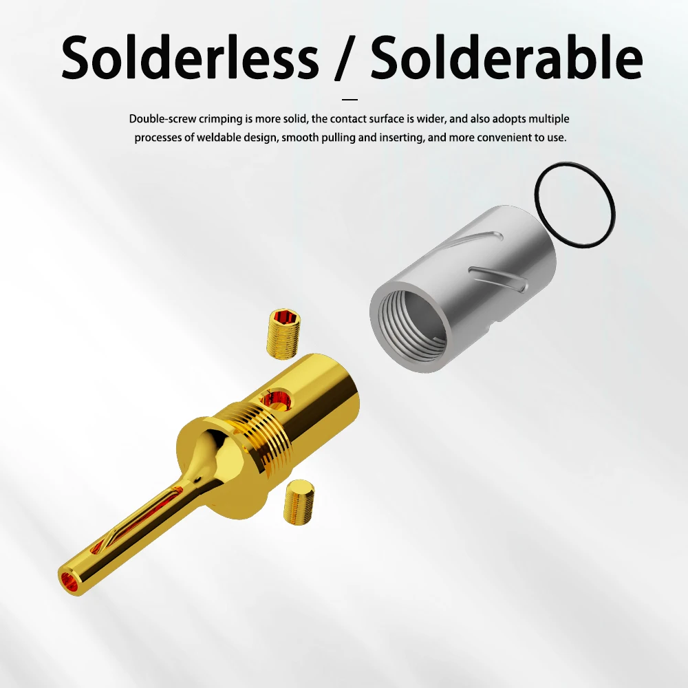 Monosaudio B801G connecteur banane en cuivre pur plaqué Rhodium plaqué or 24K prise banane haut de gamme pour câble haut-parleur