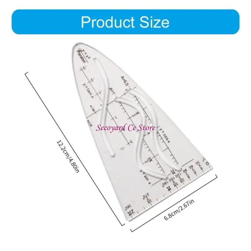 N3UC Coseno Righello Parabola Righello Studente Ufficio Designer Pittura Parabola Stencil