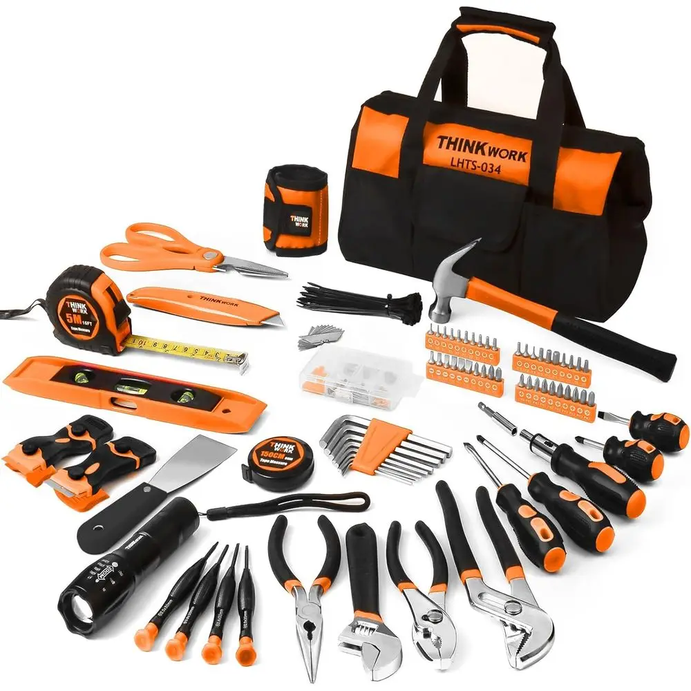 

Portable 207-Piece Home Repair Tool Kit with Wide-Mouth Storage Bag, Ideal for DIY and Maintenance