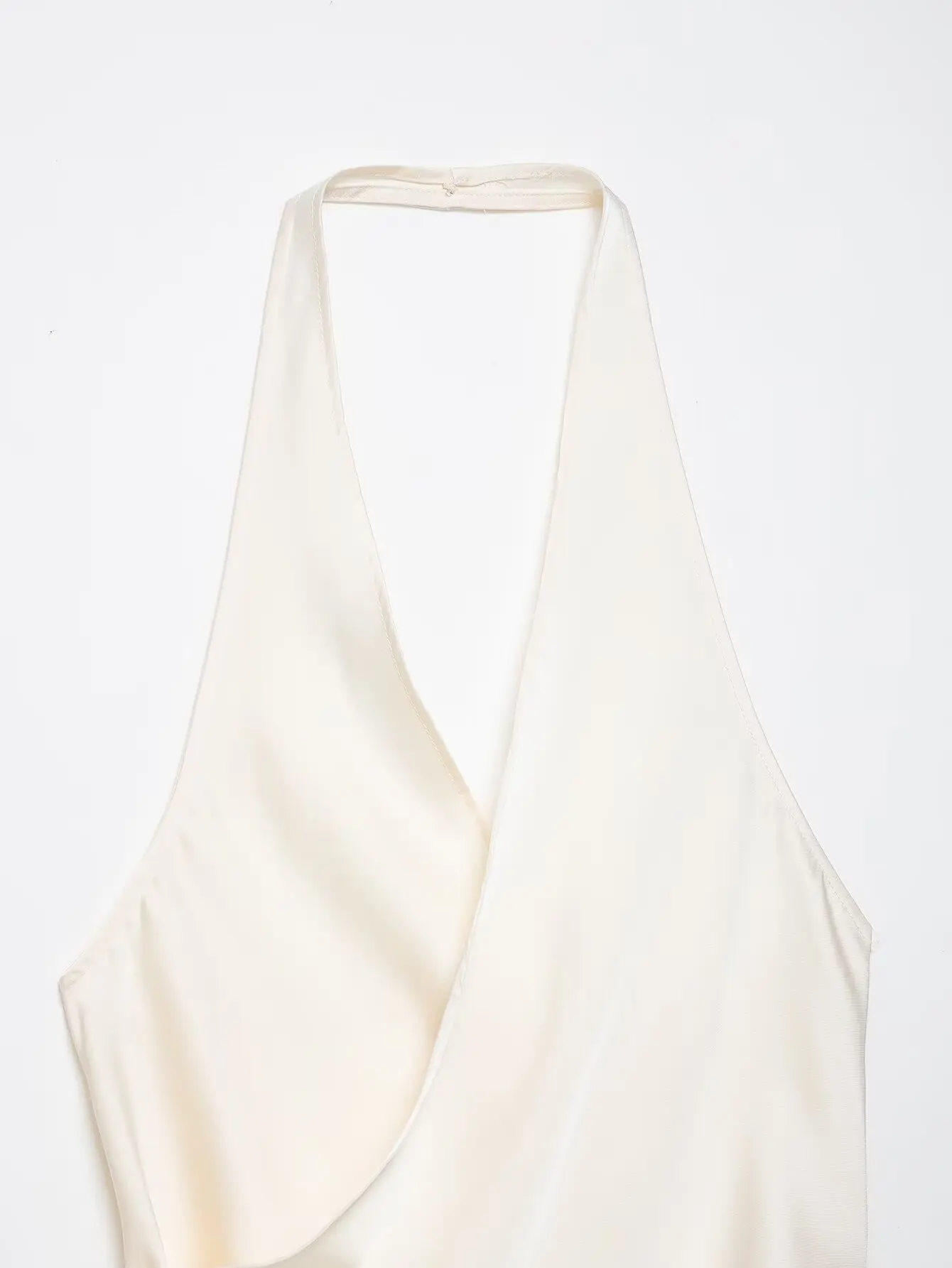HH Damen Sommer Satin Neckholder-Top Damen Wickel-Bluse mit V-Ausschnitt und Rückenbindung Asymmetrische Bluse Niedliche Alltags- Urlaubs- und Geschäftskleidung – Detail 26