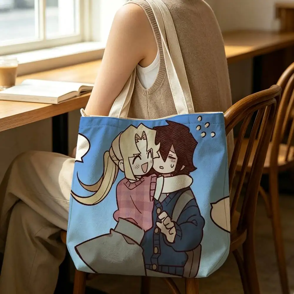 I Love Amy AMY x BIBI Anime Tote Bag for Women Reusable Shopping Tote Bag Zippered Shoulder Bags Print