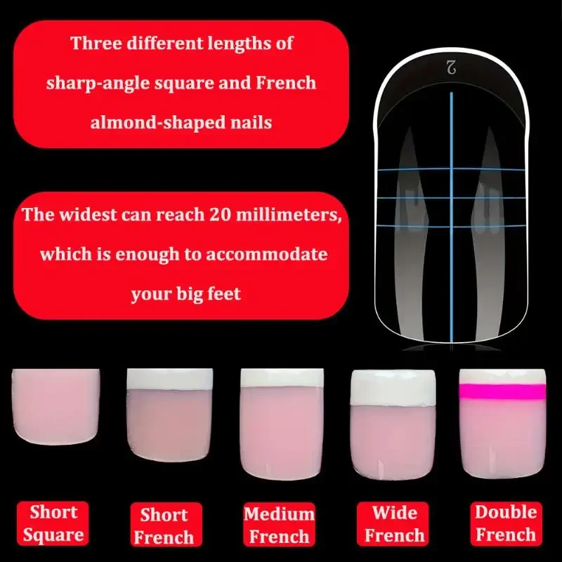 150 قطعة/صندوق تو أشكال أظافر مزدوجة ل بولي تمديد هلام أظافر أشكال مزدوجة قابلة لإعادة الاستخدام غطاء كامل قوالب أكريليك أشكال علوية 15 أحجام #2