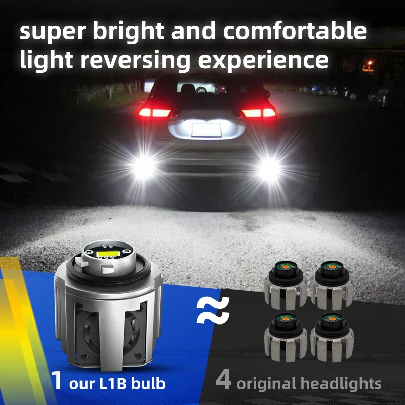 2pcs Car LED Reverse Backup Lights Blubs Lamp Xenon White With Fan For Toyota Harrier 80 Series Hilux Aqua 2020 2021 2022 2023