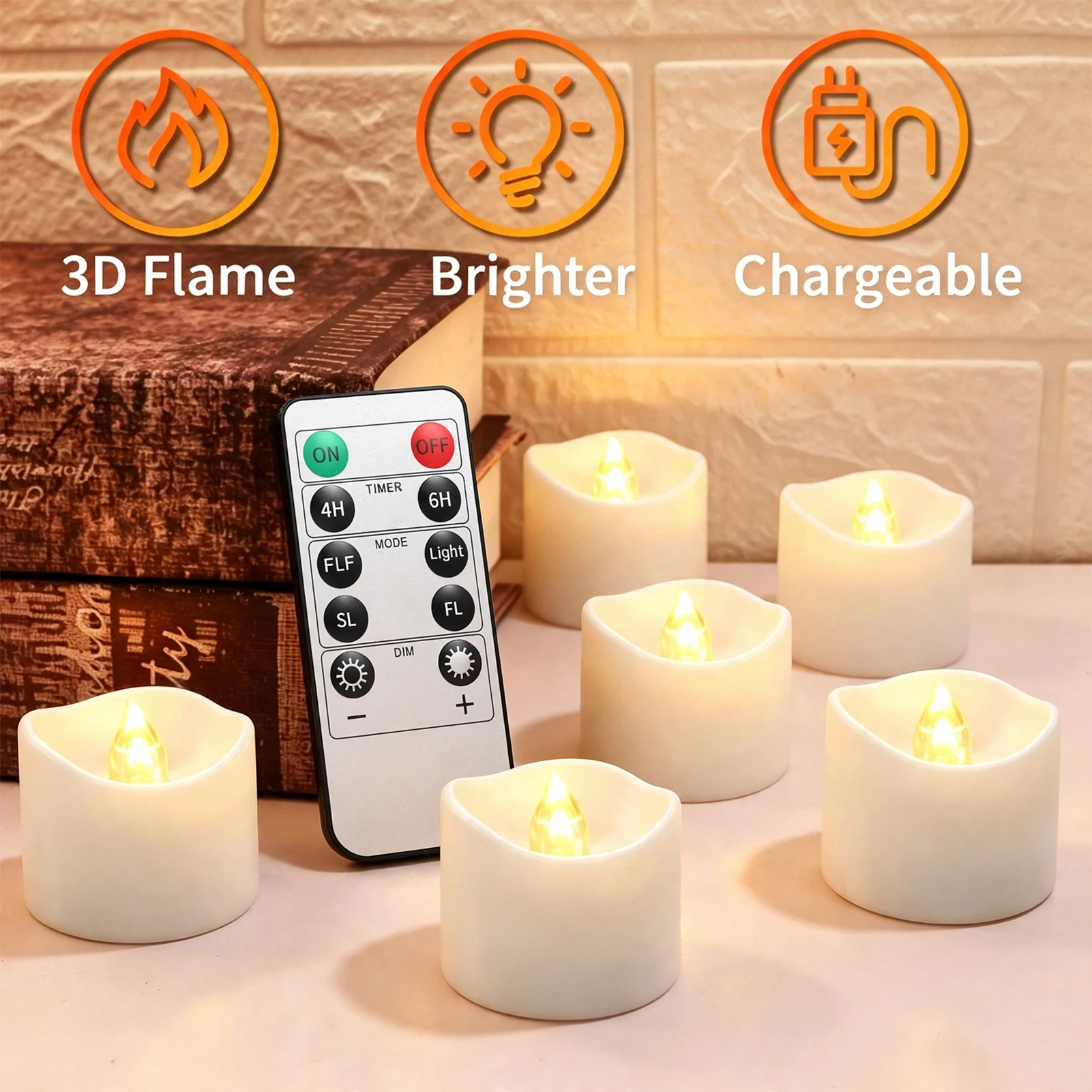 USB Rechargeable Battery Operated Tea Lights with Remote Flameless Flickering Candles Cycle Automatically Timer for Home Decor