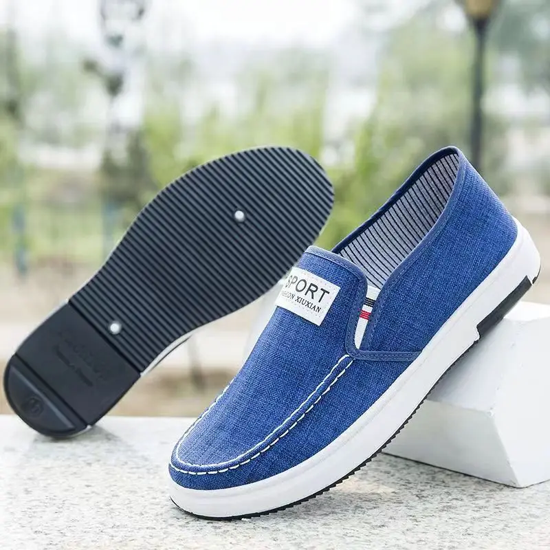 Shallow Mouth Canvas Shoes 2024 Autumn New Old Beijing Cloth Shoes Flat Bottom Low Top Casual Board Shoes for Men