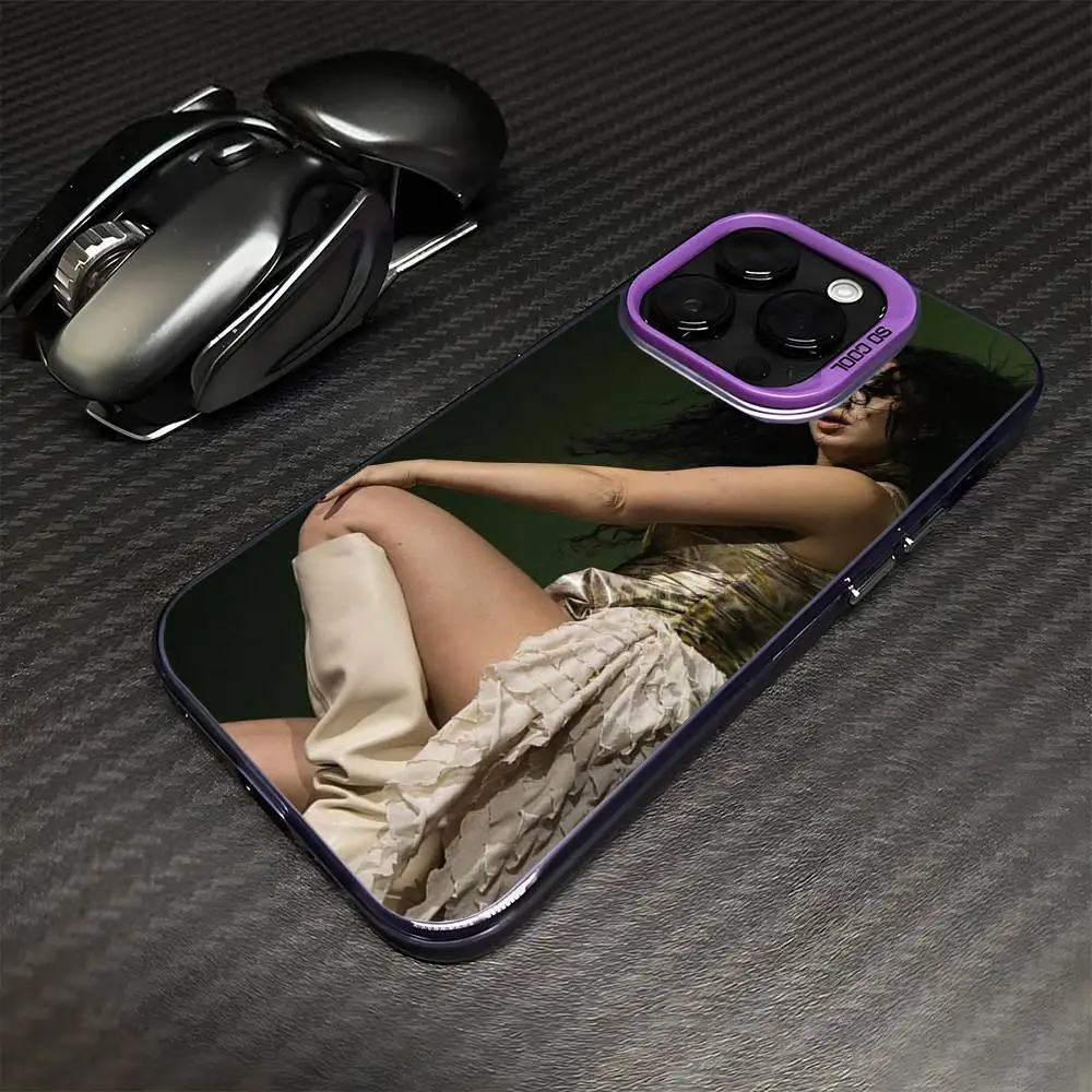 Cantor c-charli xcx braat capa de telefone para iphone17,16,15,14,13,12,11 pro max roxo colorido banhado a prata dentro da capa de telefone