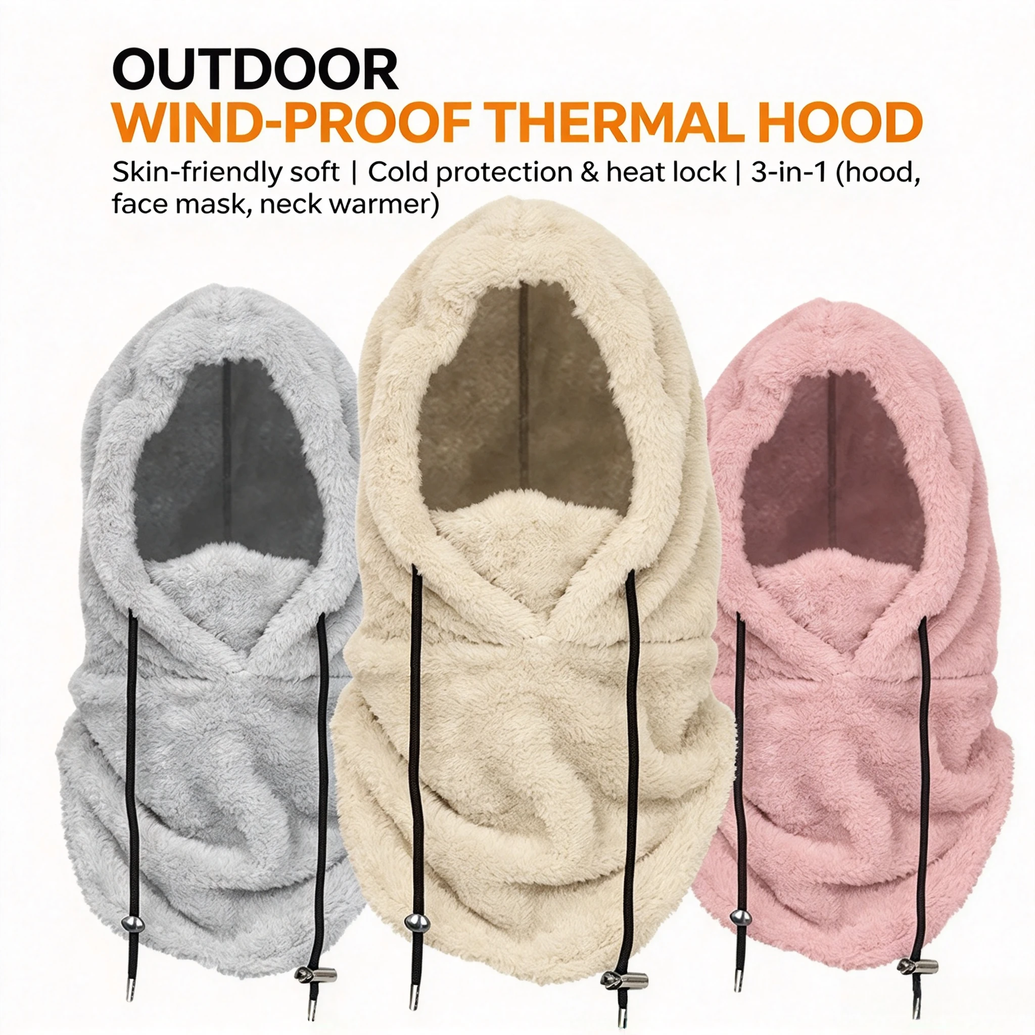 Thickened Arctic Fleece Winter Thermal Mask Motorcycle Riding Hat Cold Resistant Face Neck Protection for Men Women Ski Fishing