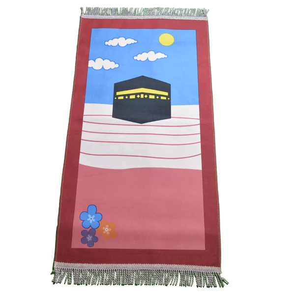 Kids Children Islamic Prayer Mat Janamaz Girl Boy Salah Muslim Praying Carpet