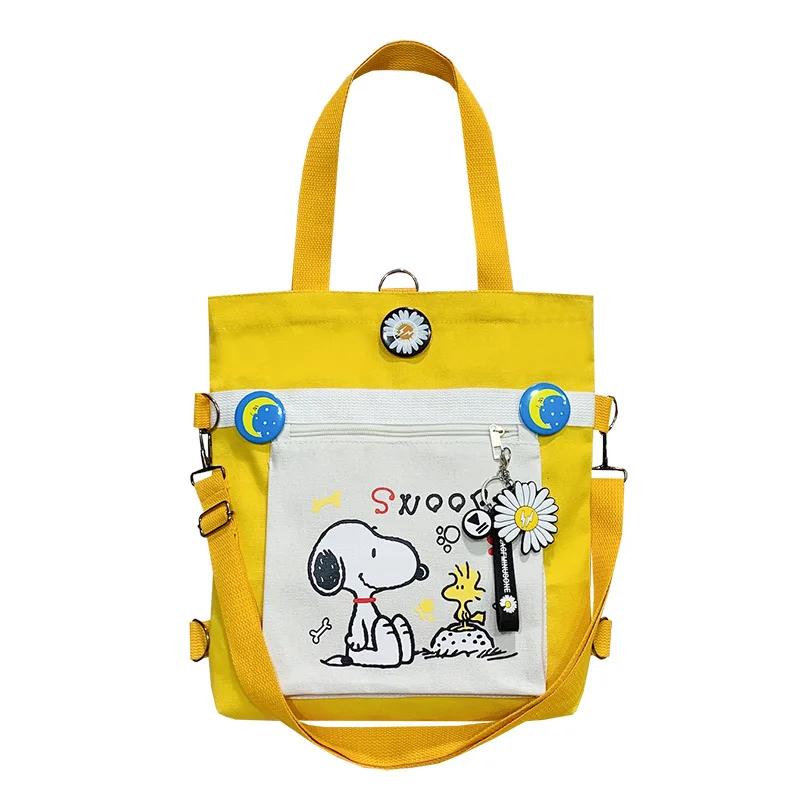 Cute Anime Fashion Trend Snoopy Canvas Bag Messenger Bag studente Unisex Cartoon borsa a tracolla borsa di stoffa coppia regalo con ciondolo