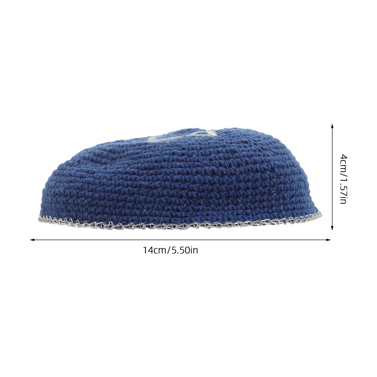 Large Jewish Kippah Hat Blue Embroidered Star of David Prayer Cap Men Worship Skullcap Religious Holiday Yarmulke Judaica Head