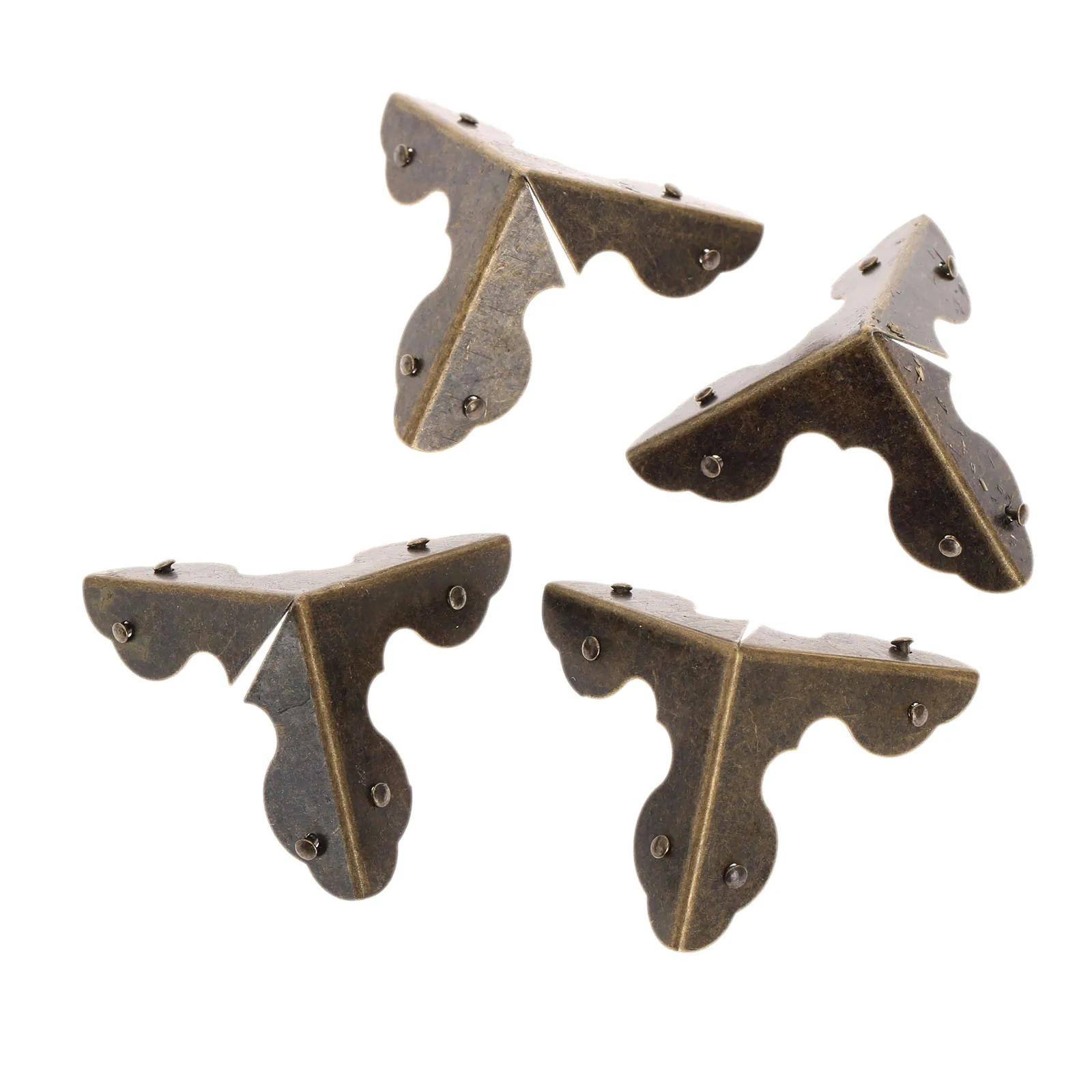 12Pcs Antique Bronze Jewelry Chest Wine Box Wooden Case Furniture Iron Corner Protector Guard Decorative Cover with Nail 33mm