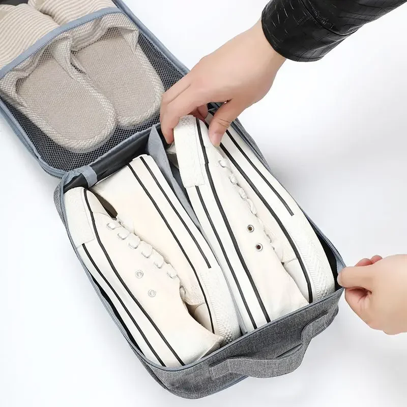 Travel 3-layer Enlarged Shoe Bag Portable Fashion Oxford Shoe Storage Box Can Hang Luggage Companion Shoe Cover Shoe Storage Bag