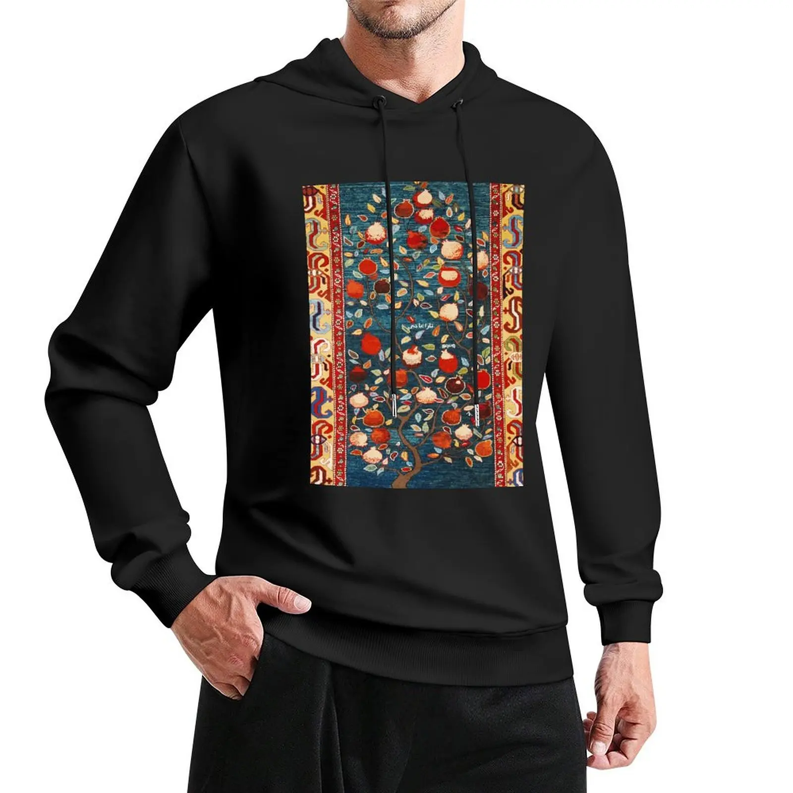 Pomegranate Tree Azerbaijan Rug Print Pullover Hoodie men's sweat-shirt fashion men tracksuit