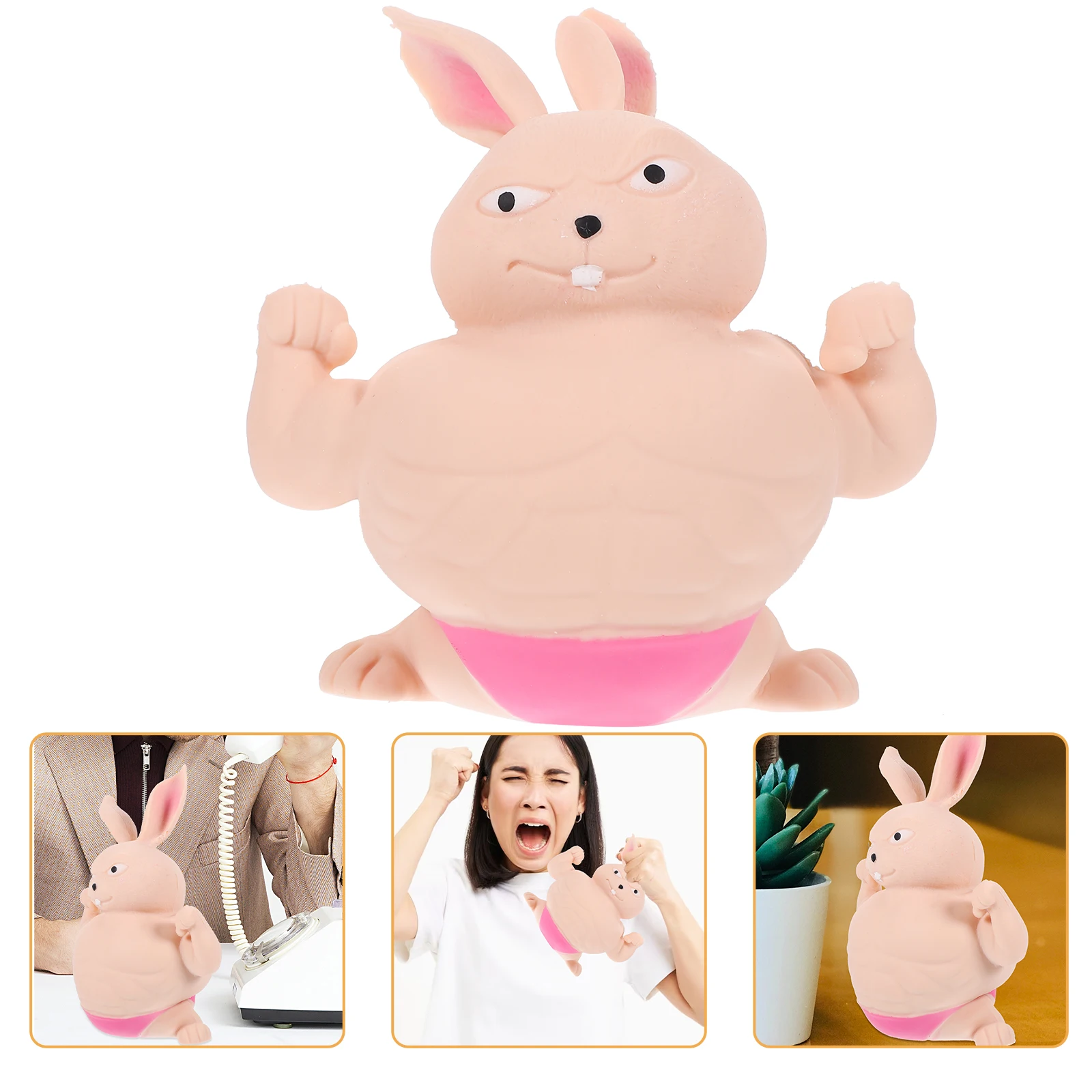 Muscle Rabbit Ornaments Squeeze Toys Statue Small Stress for Kids Fidget Tpr Animal Squeezing
