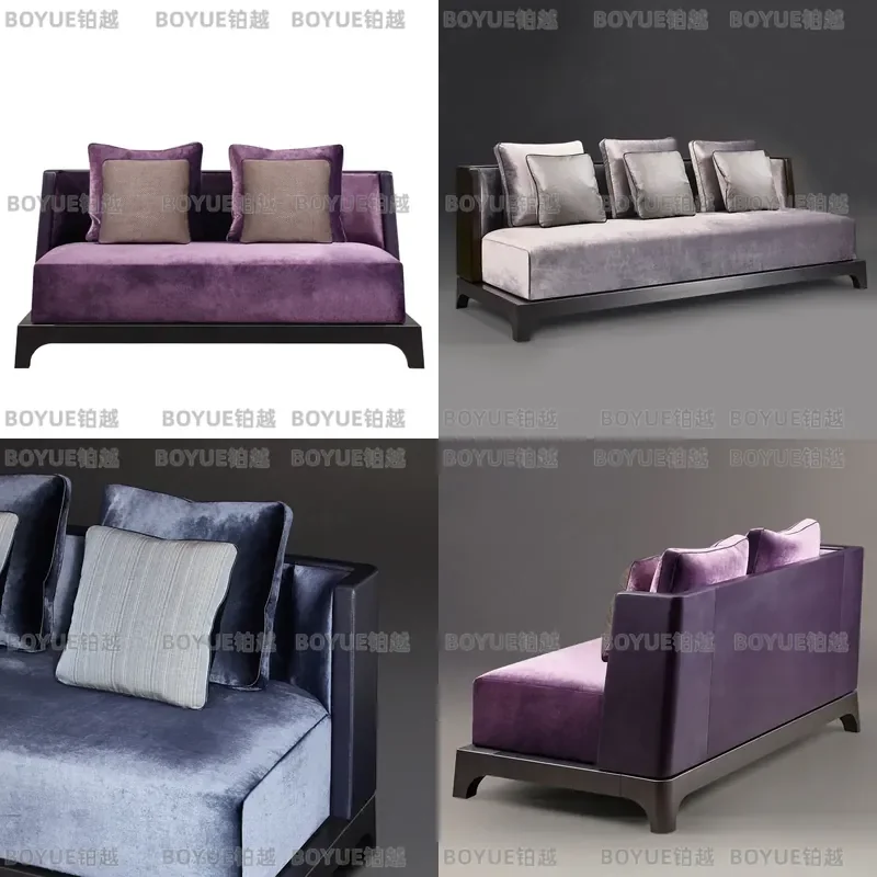 Italian Minimalist Straight Sofa Medium Antique Fabric Simple Atmosphere Villa Home High End Furniture Living Room Couch