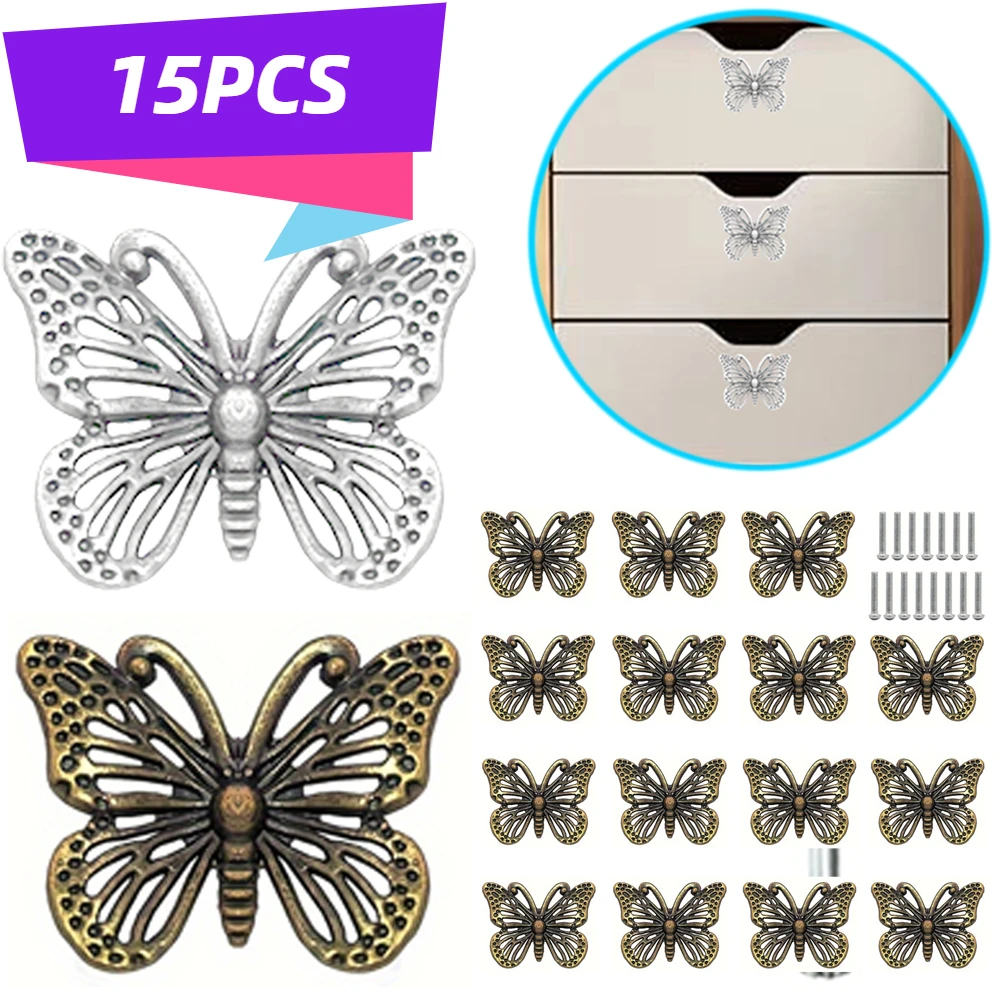 15PCS insect-shaped drawer pulls for furniture decoration, featuring easy-to-pull handles suitable for vanity drawers