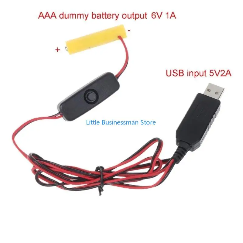USB to 6V AAA Battery Cable Cord with Switch Replace 4Pcs AAA Battery for 6V Powered Electronic Toy Keyboards M76A