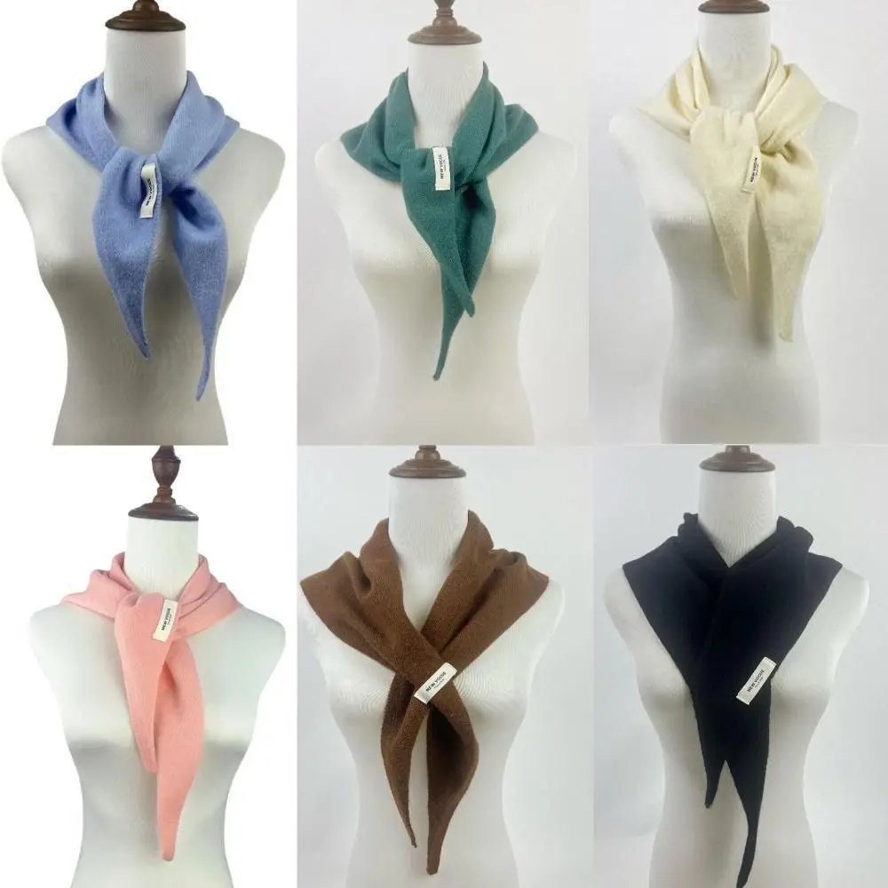 

Разноцветная шаль с галстуком, теплый короткий вязаный шарф треугольной формы, многофункциональный шарф в британском корейском стиле, платок