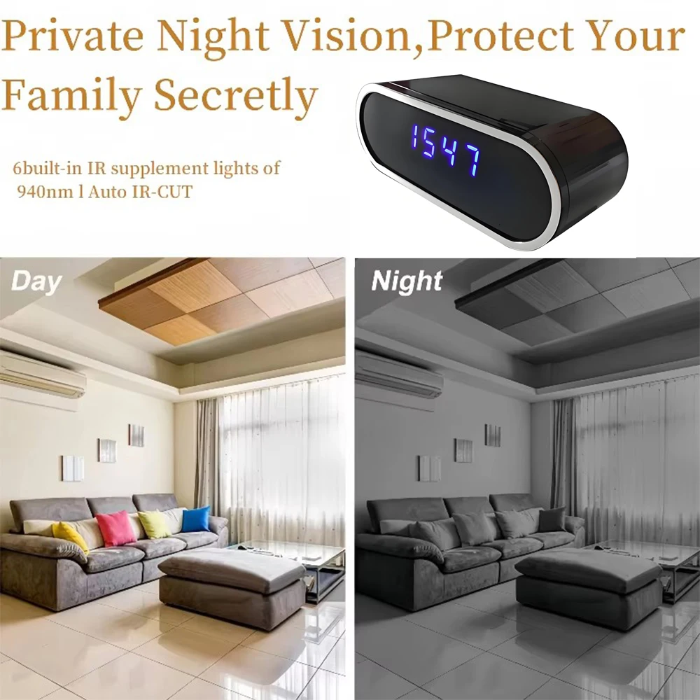 HD 4K multifunctional mini camera, supports WIFI remote viewing, motion detection, equipped with 9 infrared night vision lights