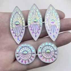 25mm round 20*50mm horseeye Sun Totem  AB Color resin sewing Rhinestone wedding Decoration Jewelry Earrings decoration Flat back