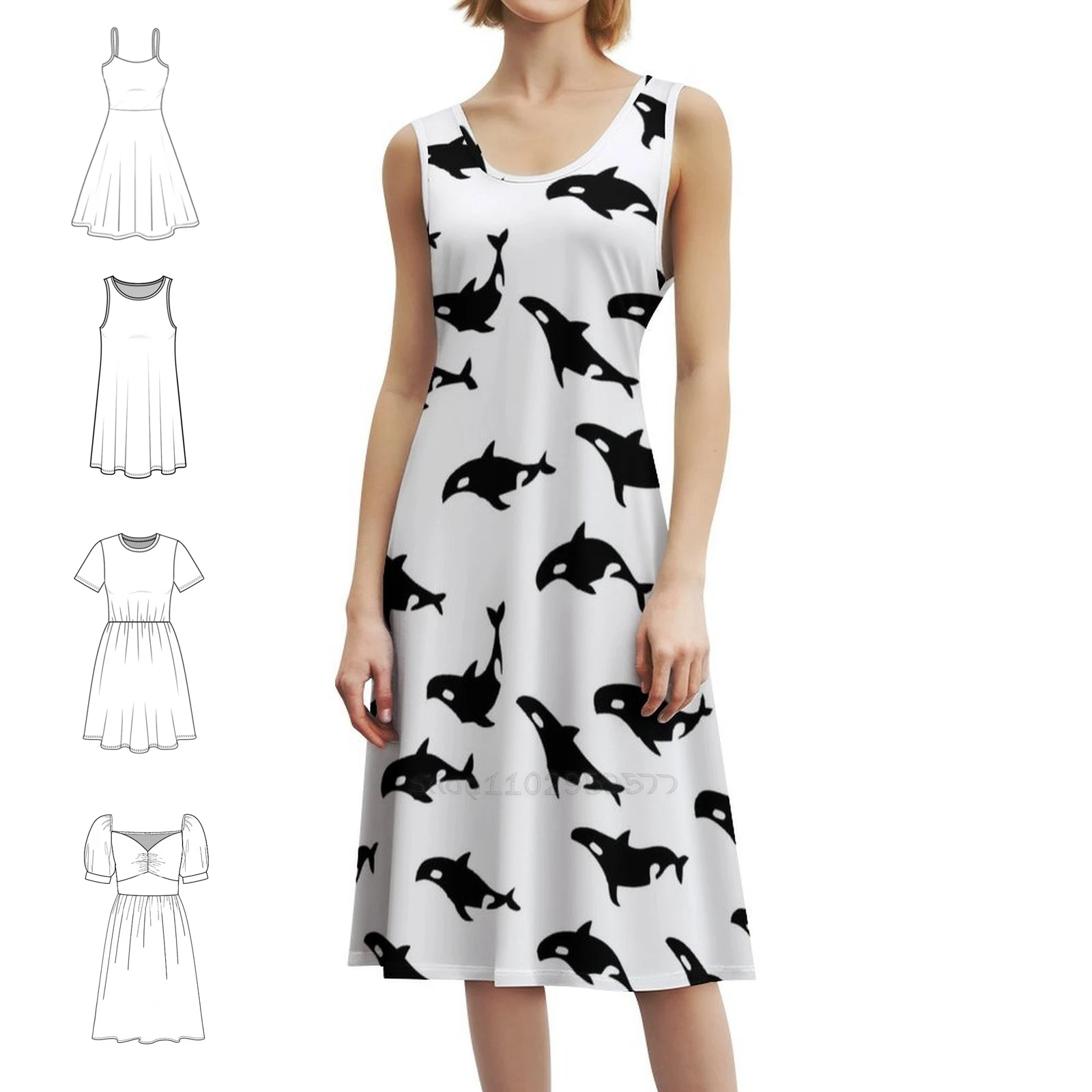 

Богемное платье без рукавов с изображением китов океана, многопечатное пляжное праздничное платье для отдыха, Китовые войны, Киты, океан, морская рыба, женское