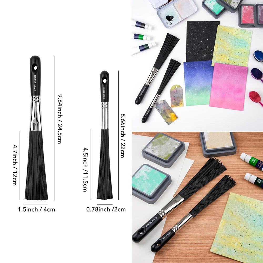 Professional Abstract Art Splatter Brush Flat/round - Birchwood Handle Copper Ferrule for Adding Speckles Splatters Spots