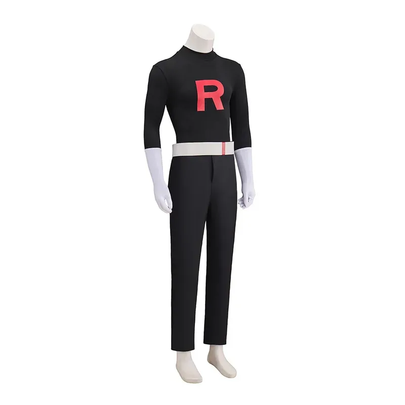 

Team Rocket Grunt Cosplay Costumes Anime Black Uniform Hat Halloween Carnival Party Outfits hh:5