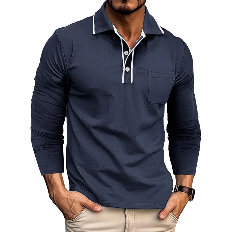 Casual Business Lel Top Long Sleeve Shirt Men's CleanFit  Tshirt Cool Sensation City Walk Suitable Summer Fashion