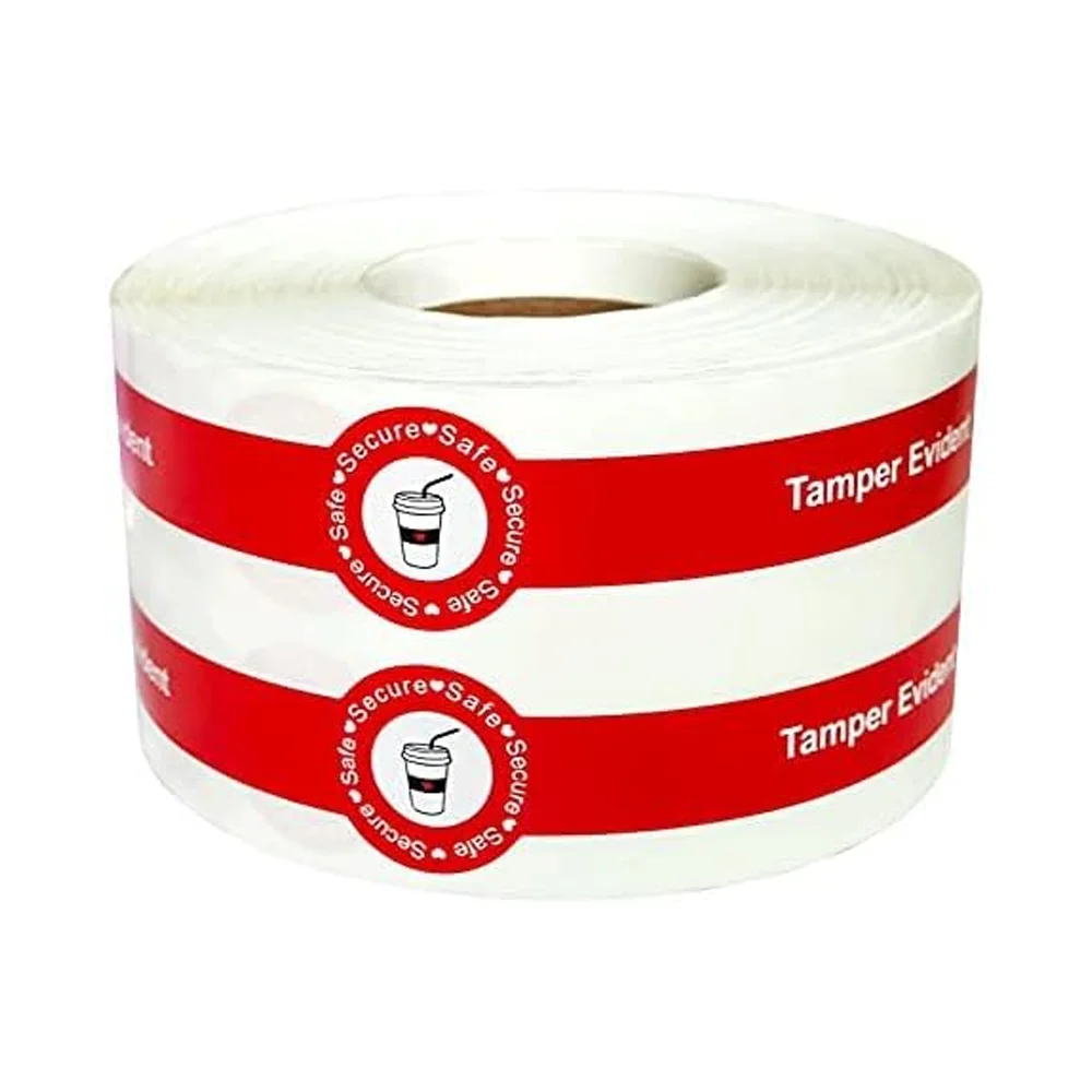 500 Pcs Safe Secure Tamper Evident Seals Stickers for Drink Lids 1x9 Inch - Food Delivery Stickers Sealed for Freshness Labels