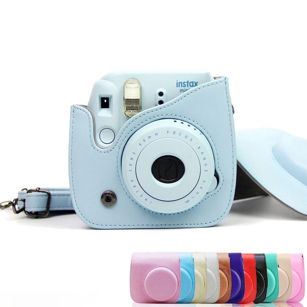 PU Leather Film Camera Bag Soft Silicone Cover Bag for Instax Mini 11 Camera Case for Fujifilm Film with Shoulder Strap