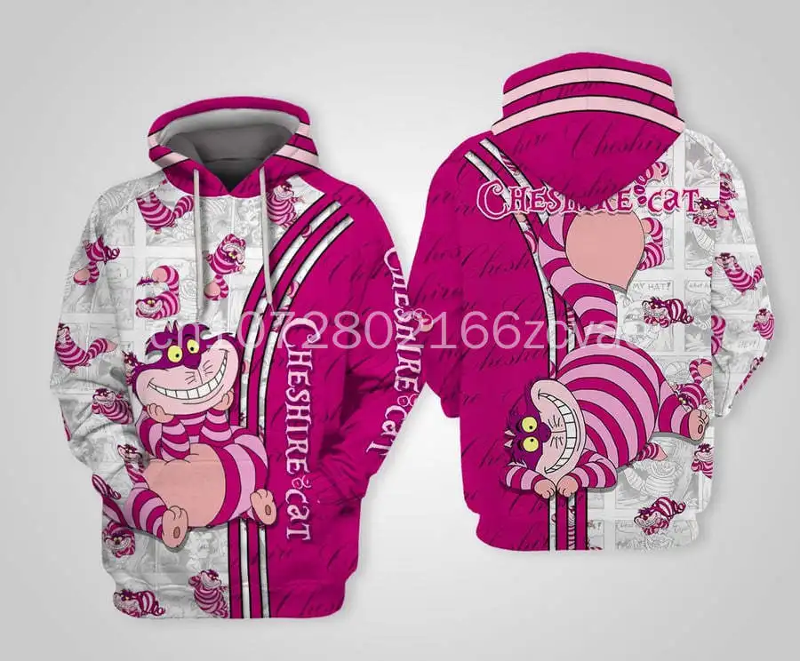 Disney Cheshire Cat Pink Cat Hoodie Disney Personalized Mouse Hoodie Casual Vintage Hoodie