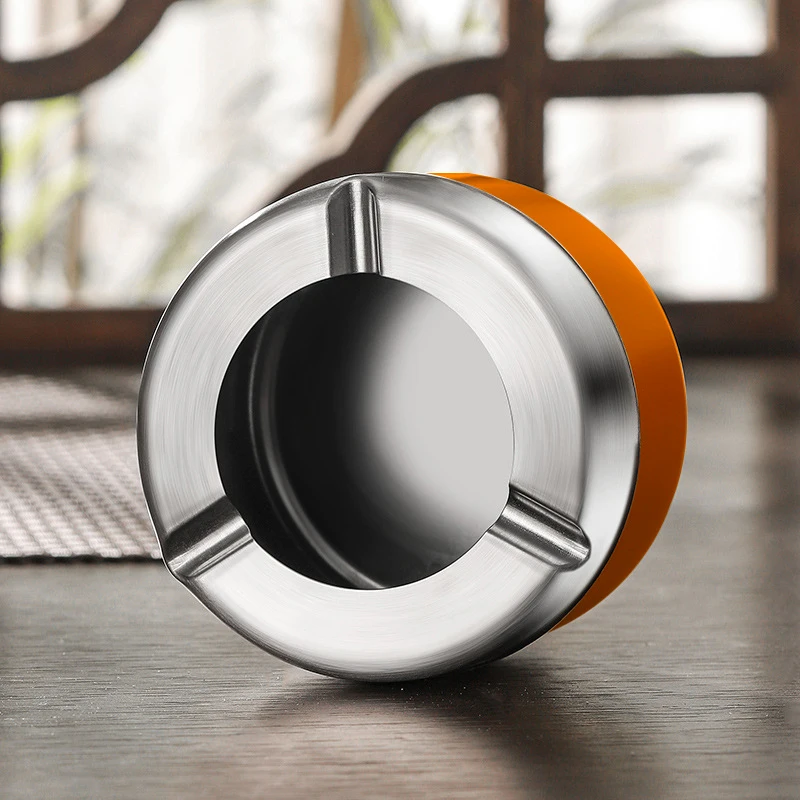 2025 New Stainless Steel Ashtray for Cigarette Home Office Hotel Tray Desktop Ornament Gift for Smoker Black/Orange - Image 6