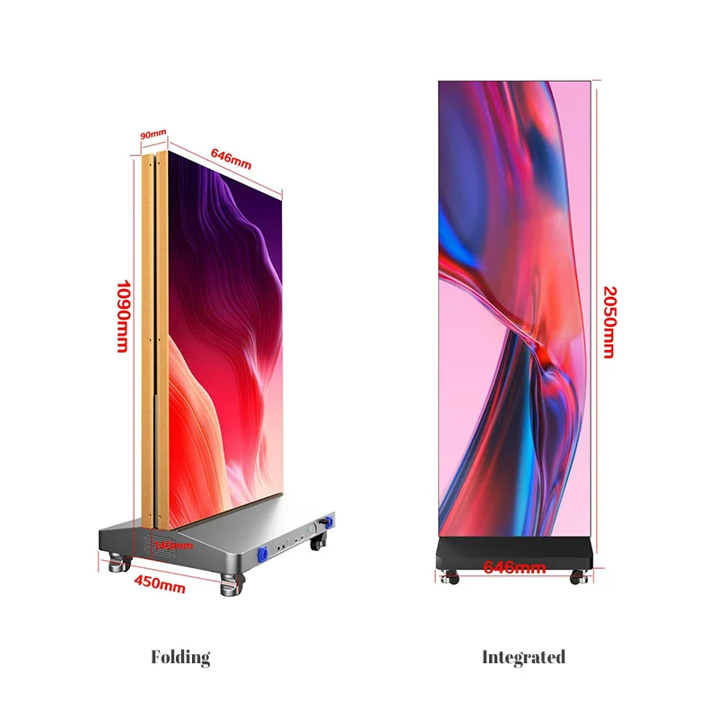 Removable Foldable Indoor Floor Stand Led Display P1.25 P1.87 P1.5 P2.5 Vertical Led Poster Display Screen