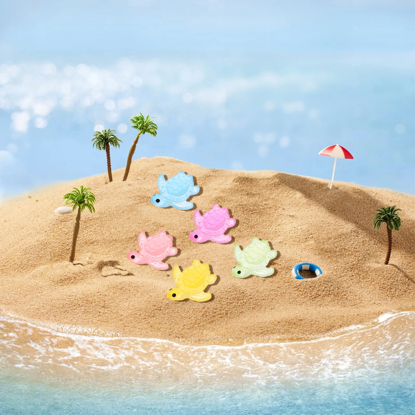 

50Pcs Mini Turtles Glow in The Dark Resin Tiny Animals Strong Material Versatile Use for Potted Plants Fishtank Decoration